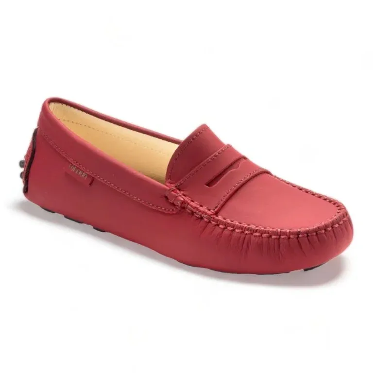 2582 - Dark Red Sahara Leather Soft Loafer for Girl by London Kids
