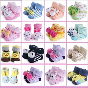 Adriel-Newborn Infant Baby Girl/Boy Booties Multicolor (Color & Design May Vary)- Set Of 2 Pair