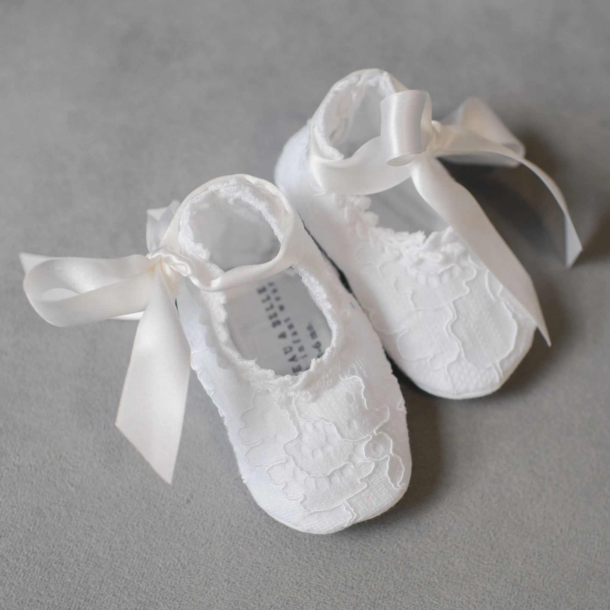 Aria Lace Christening Booties