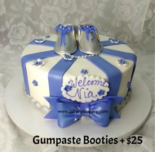 Baby Booties on Round Cake
