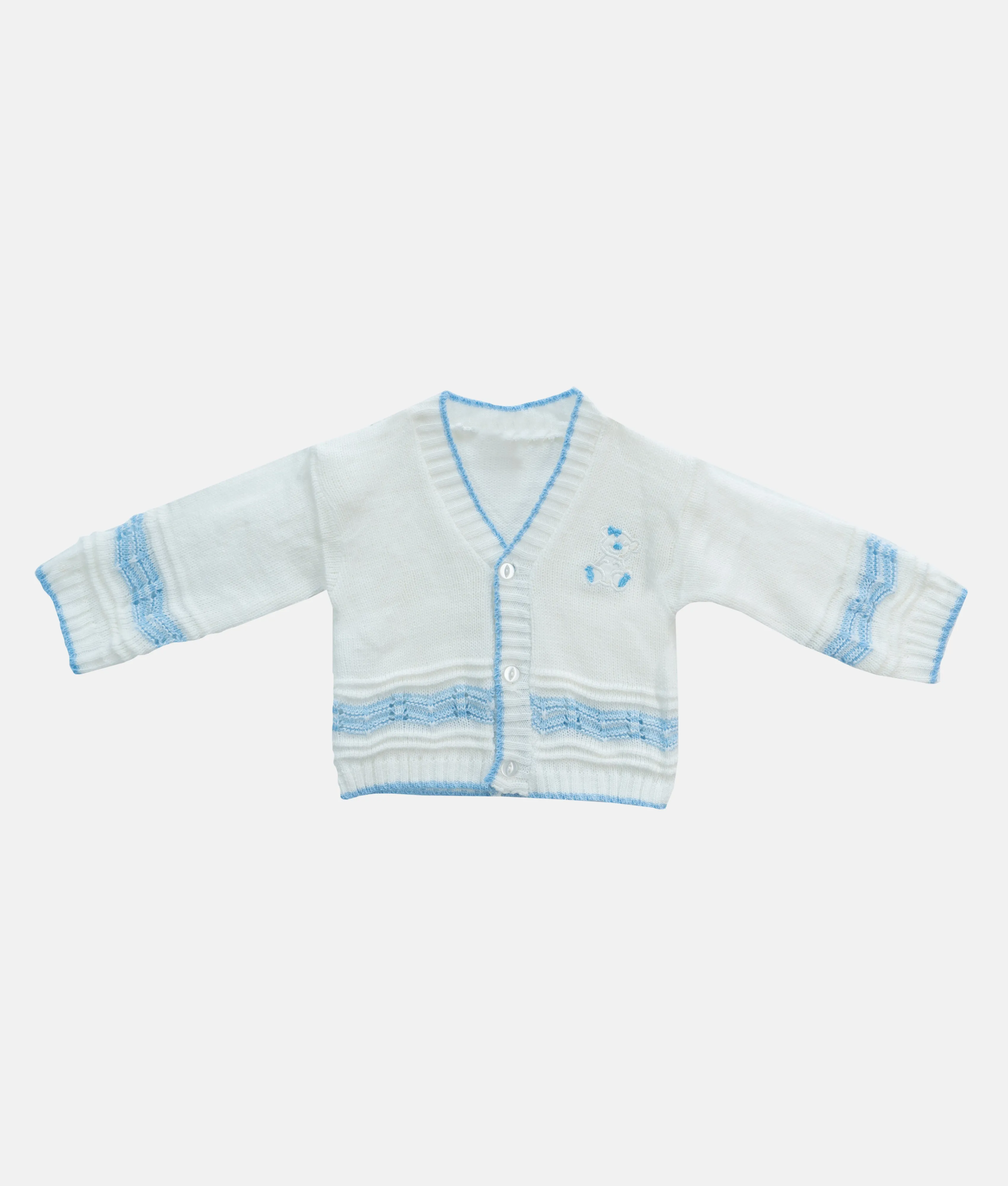 Baby Woolen 04pcs Set - White - Blue