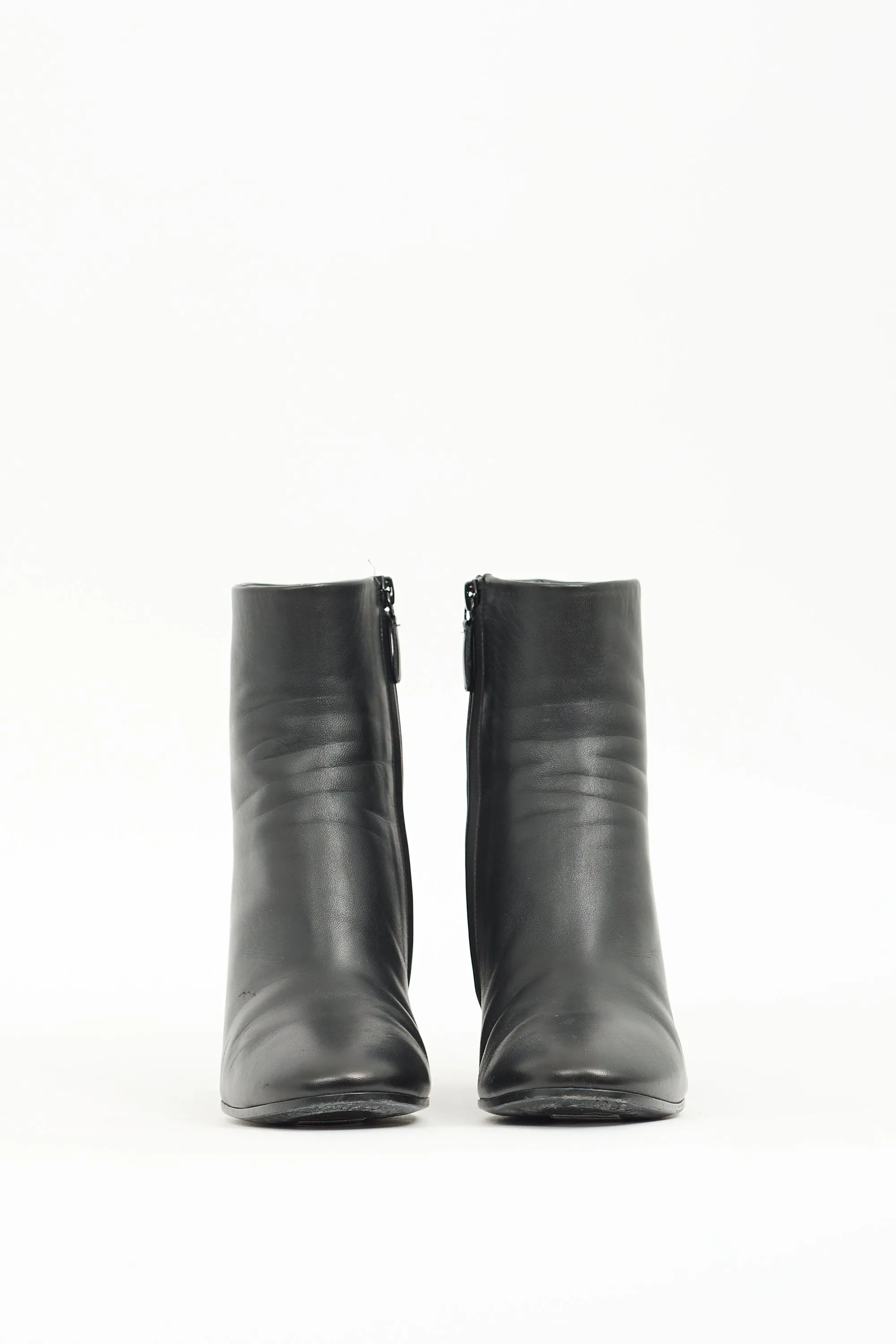 Black Leather Heeled Ankle Boot