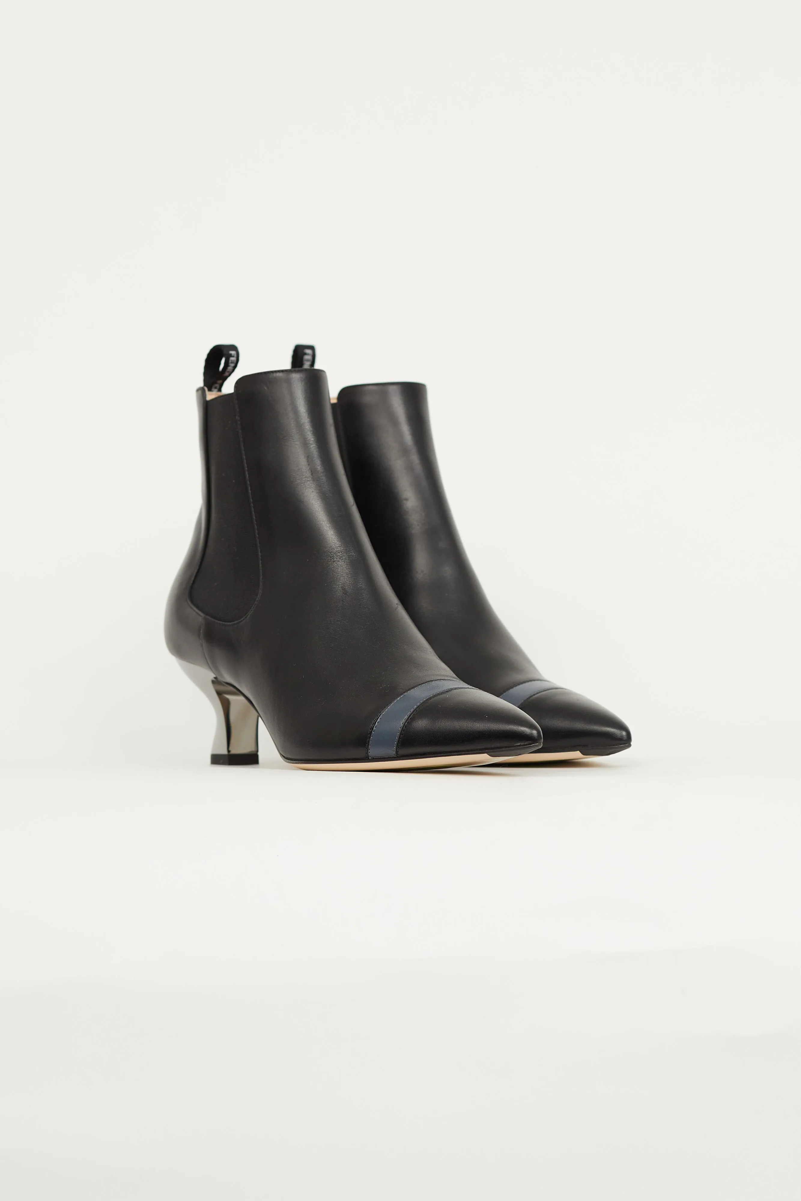 Black Leather Heeled Chelsea Boot