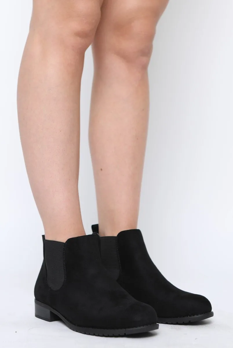 Black Suede Low Ankle Chelsea Boots - Hope
