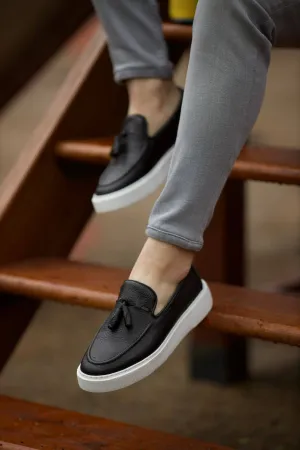 Black Tassel Slip-Ons