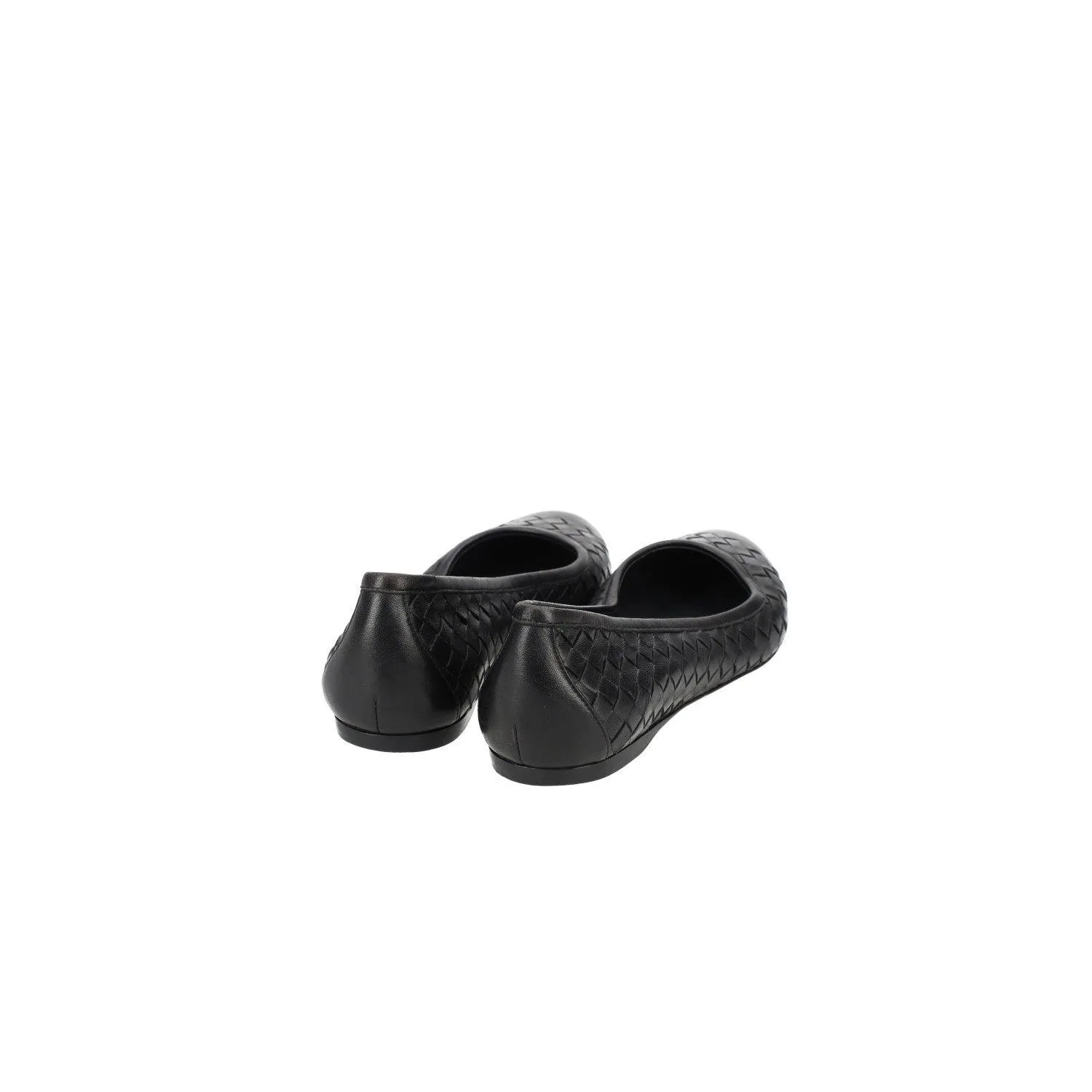Bottega Veneta Woven Ballerinas Leather Black Colour For Women