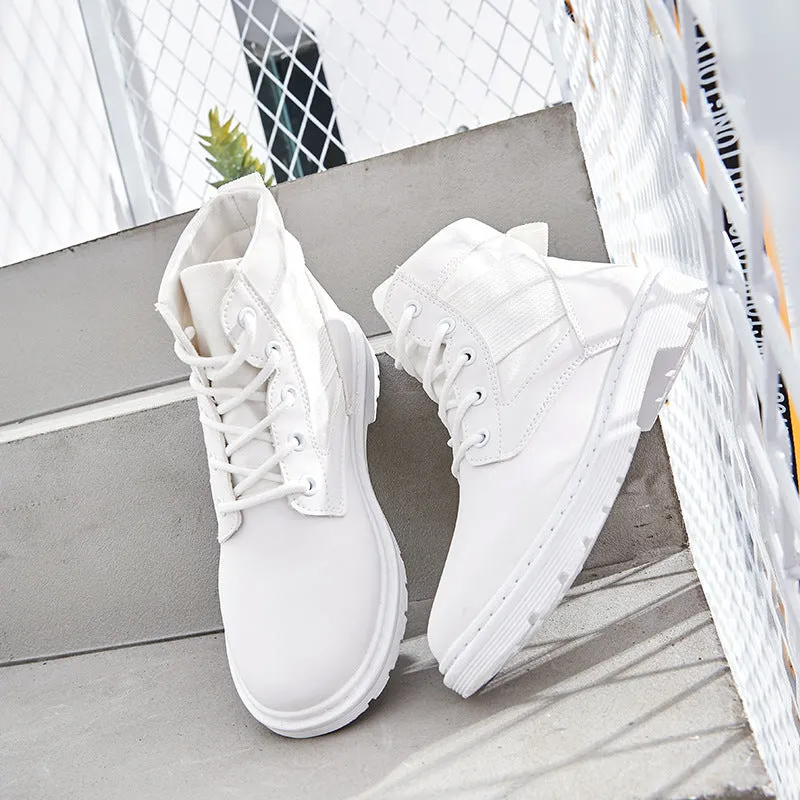 British Lace Up Patchwork Flat Short Martin Boots