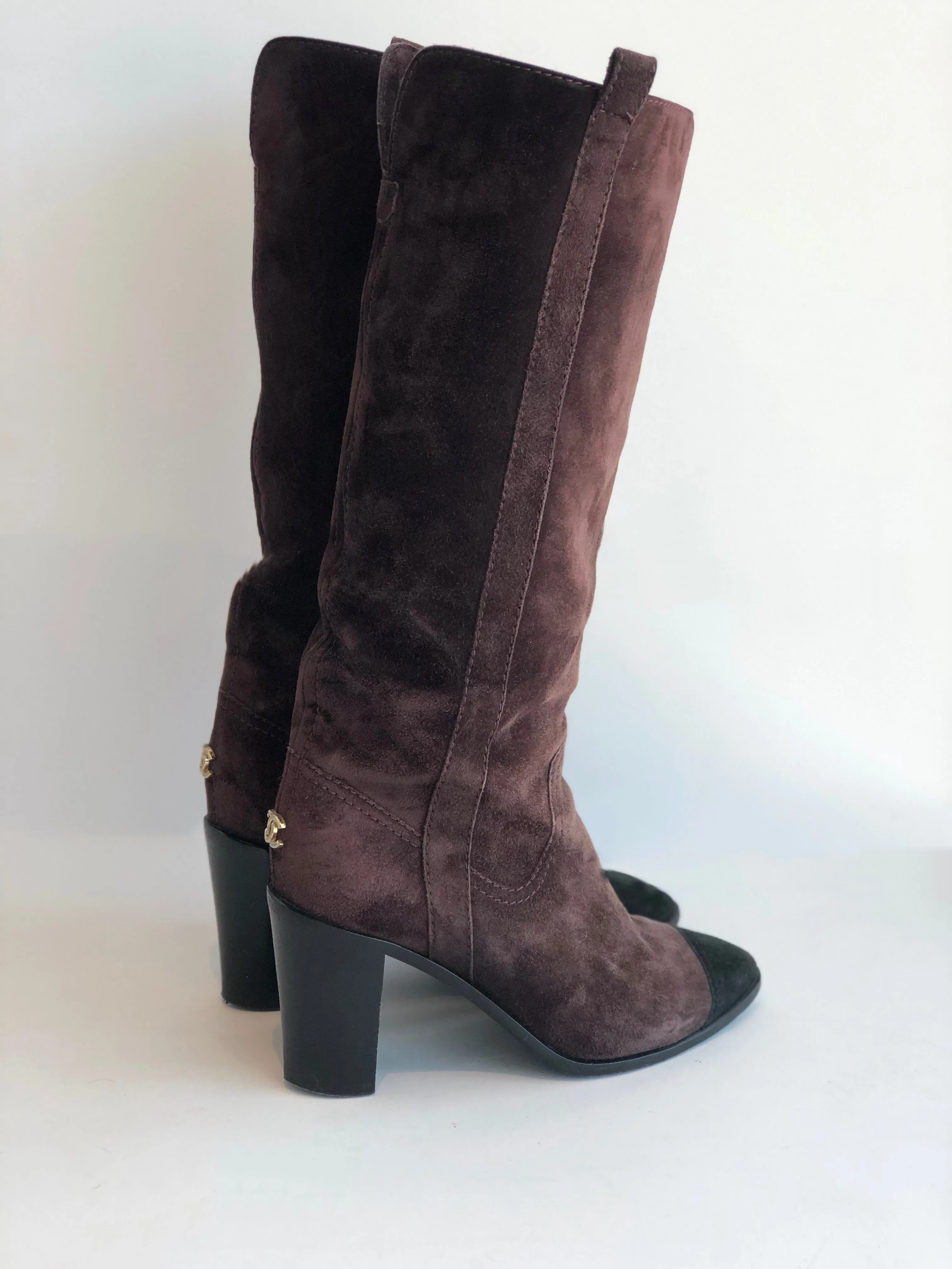 Chanel Suede Heel Boots