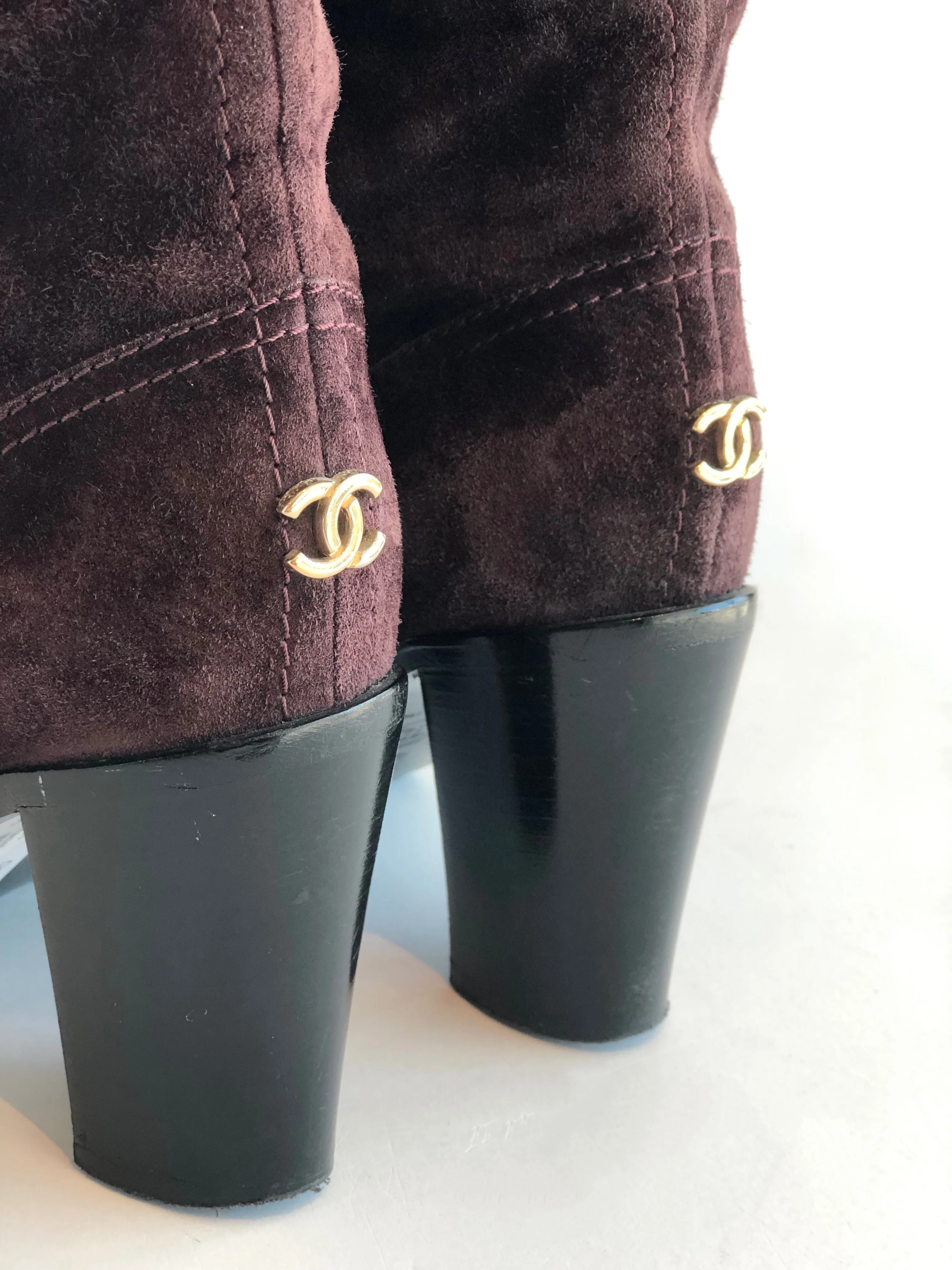 Chanel Suede Heel Boots