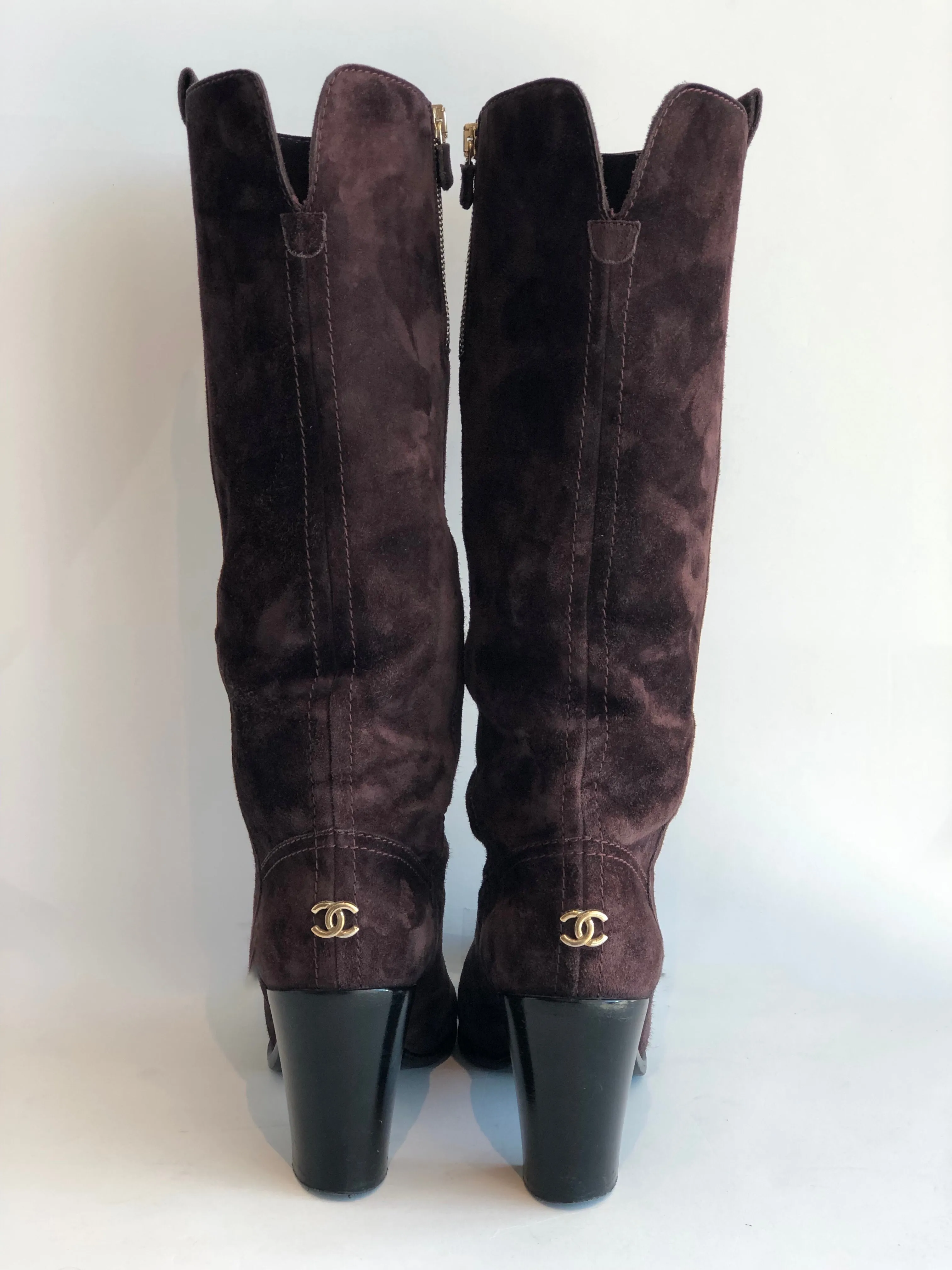 Chanel Suede Heel Boots