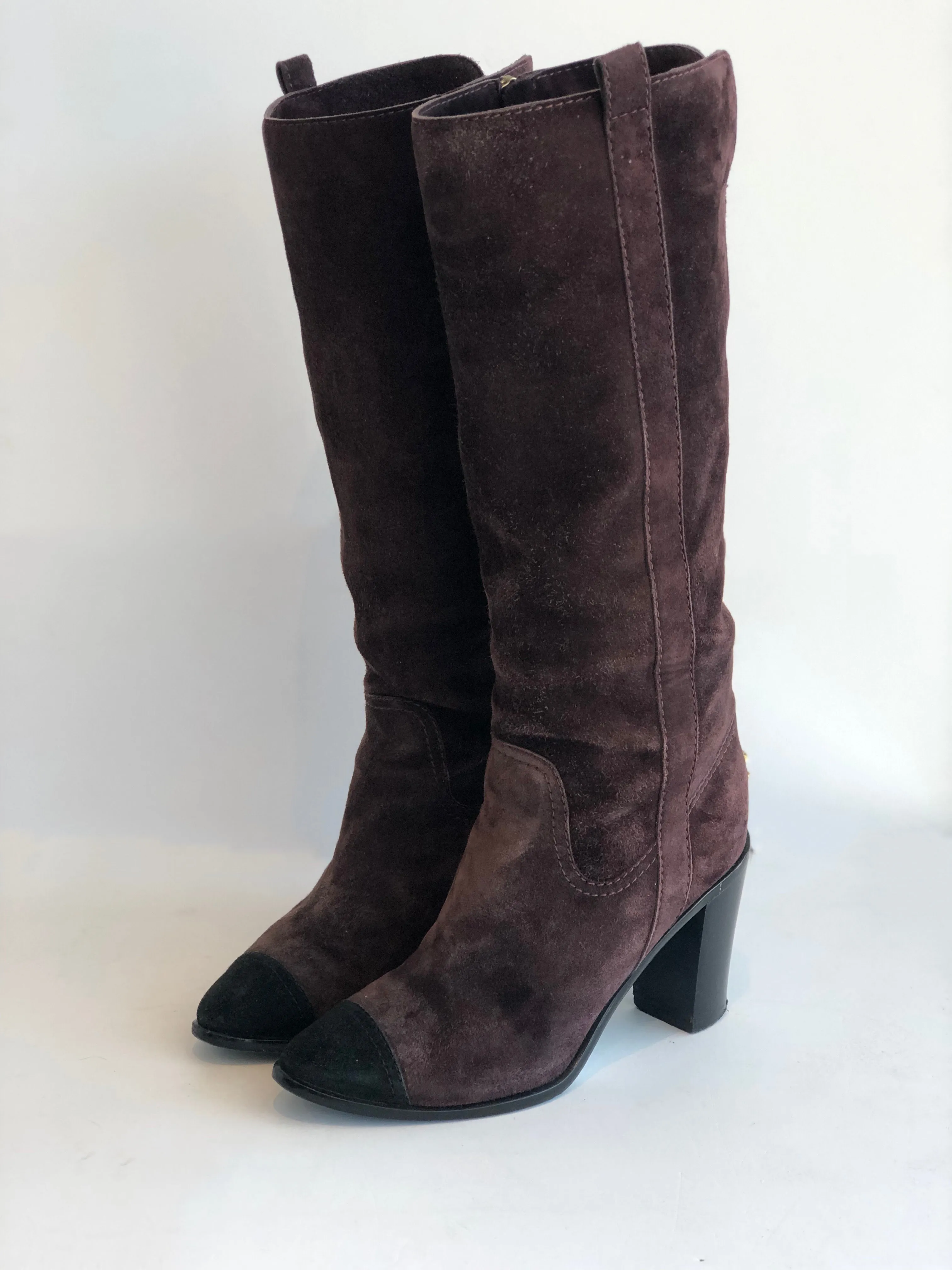 Chanel Suede Heel Boots