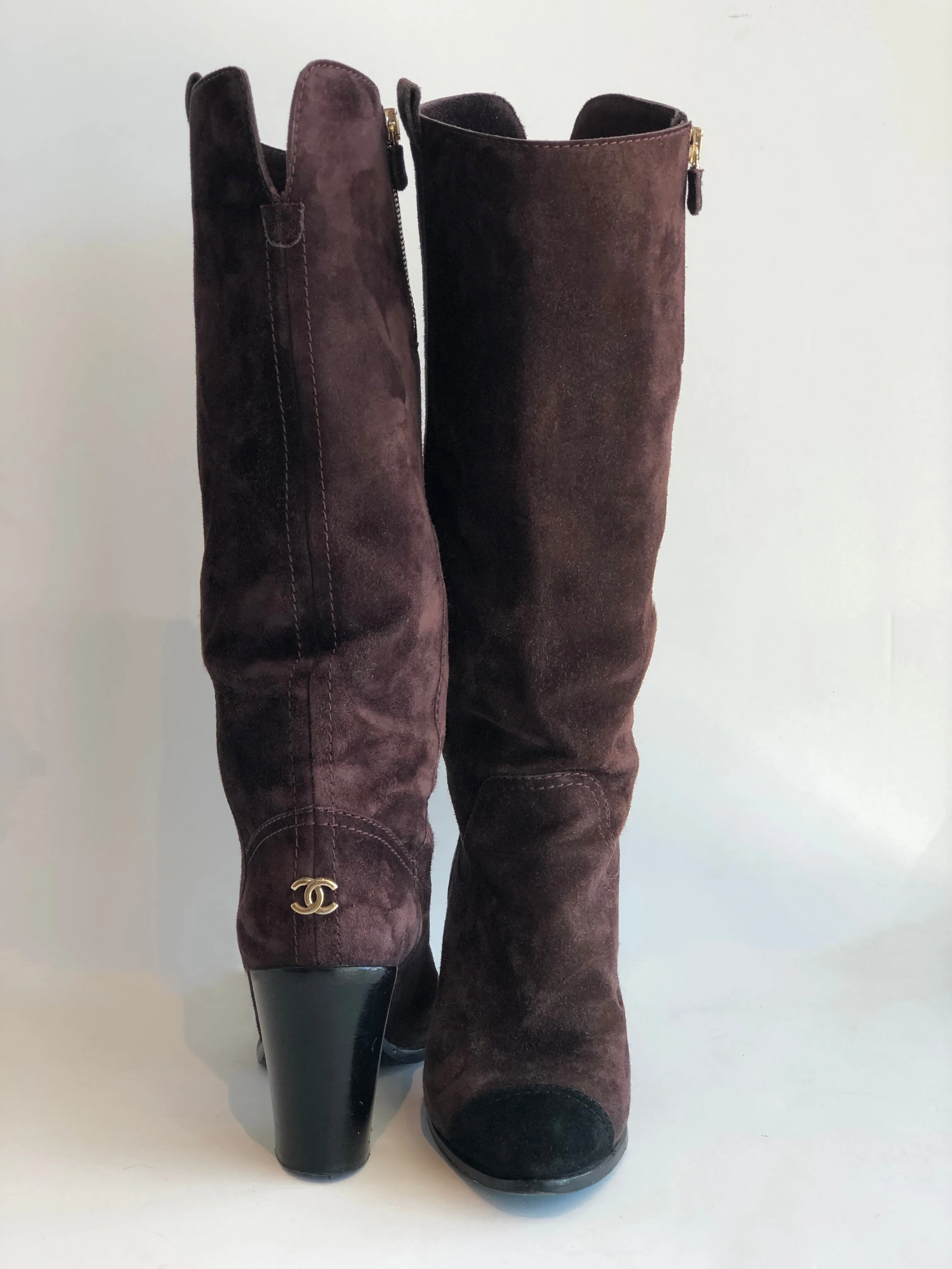 Chanel Suede Heel Boots