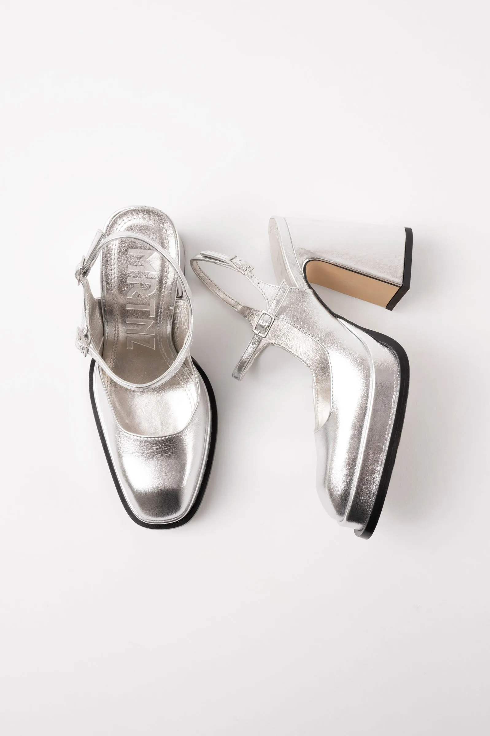 CLAUDIA - Silver Leather Platform Pumps