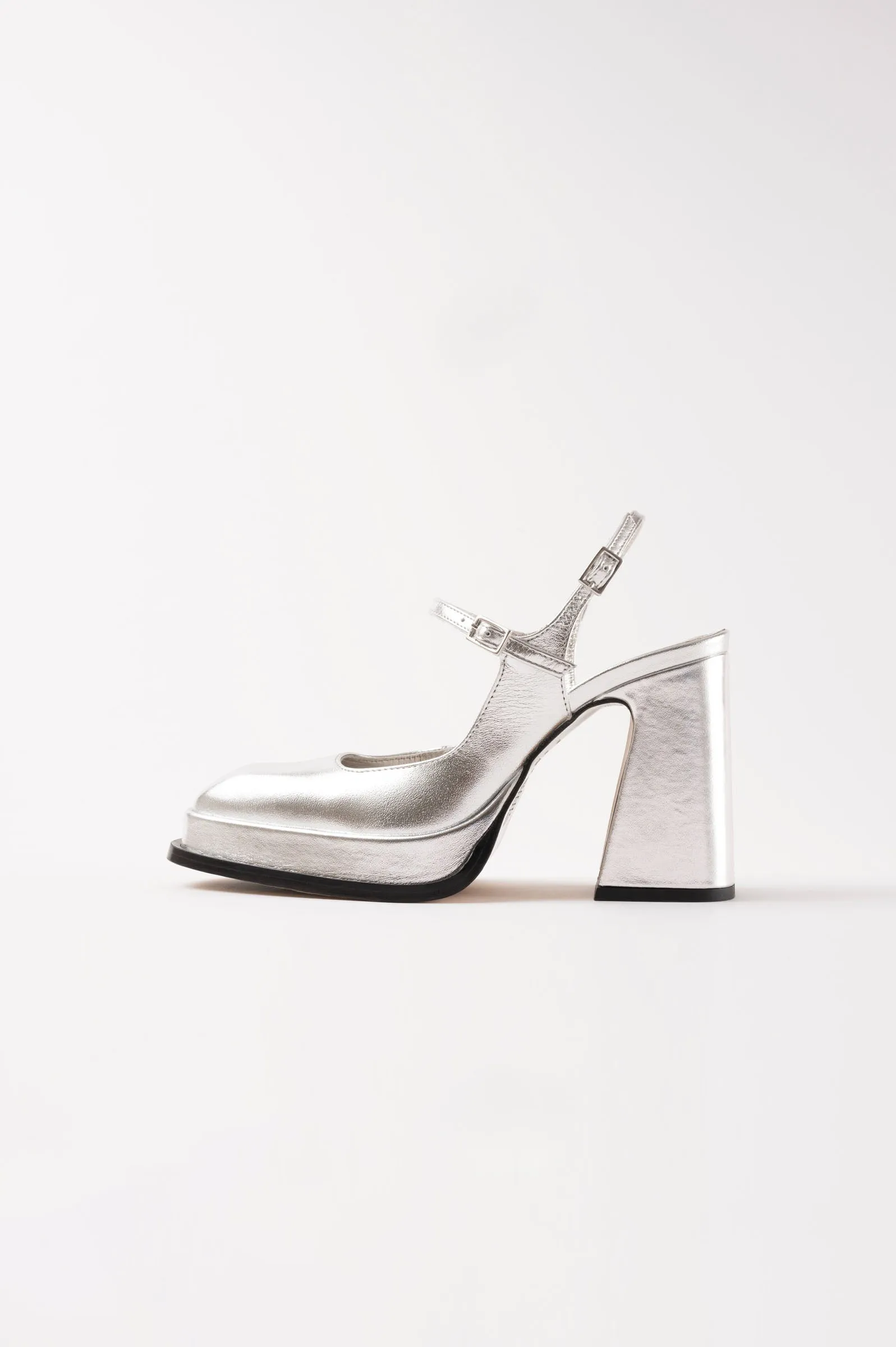 CLAUDIA - Silver Leather Platform Pumps