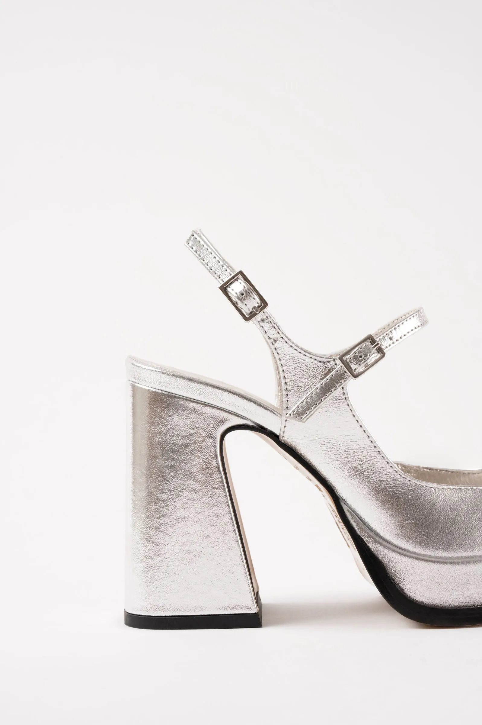 CLAUDIA - Silver Leather Platform Pumps