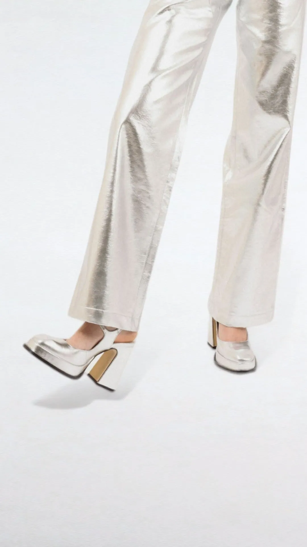 CLAUDIA - Silver Leather Platform Pumps