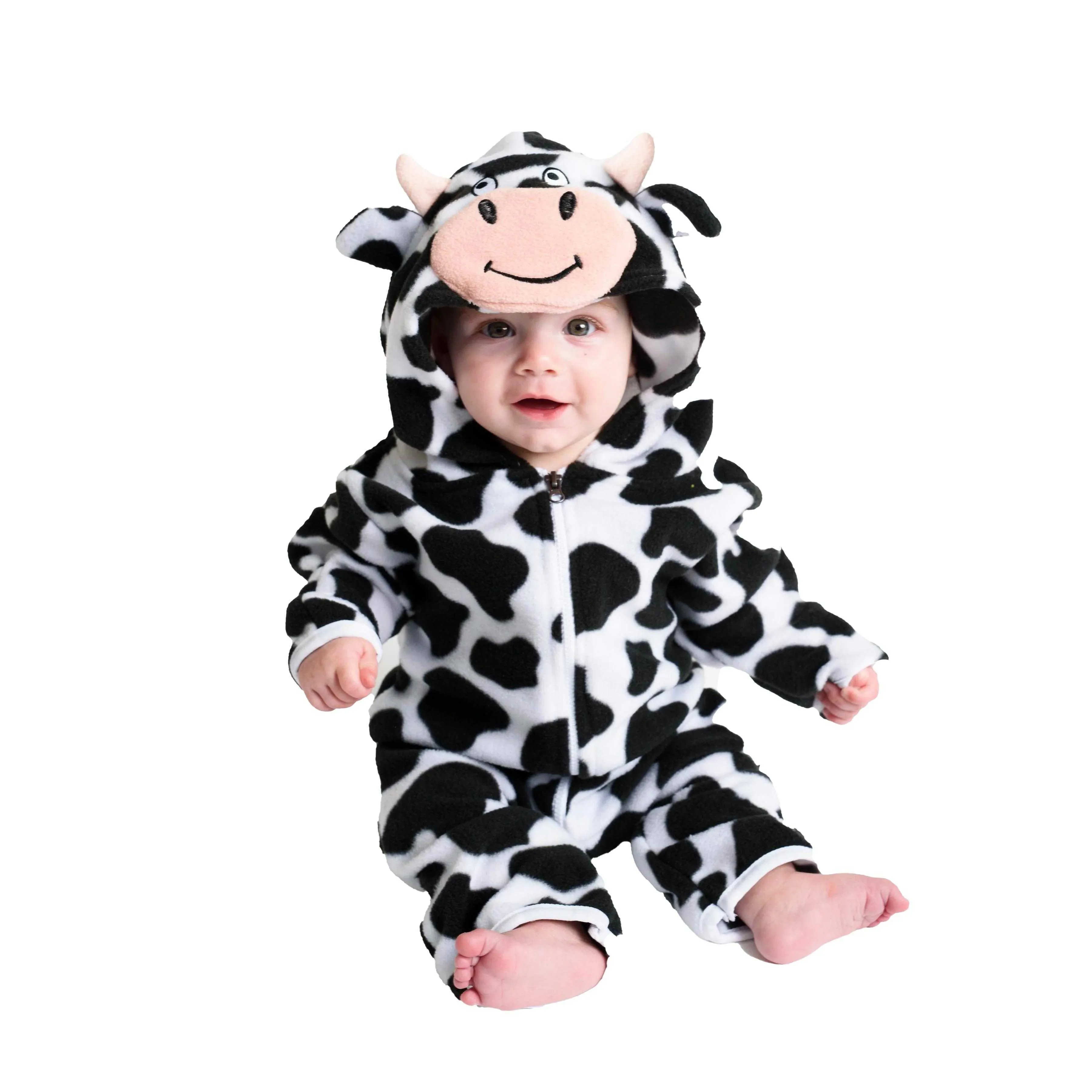 Cow Fleece Baby Bunting Bodysuit