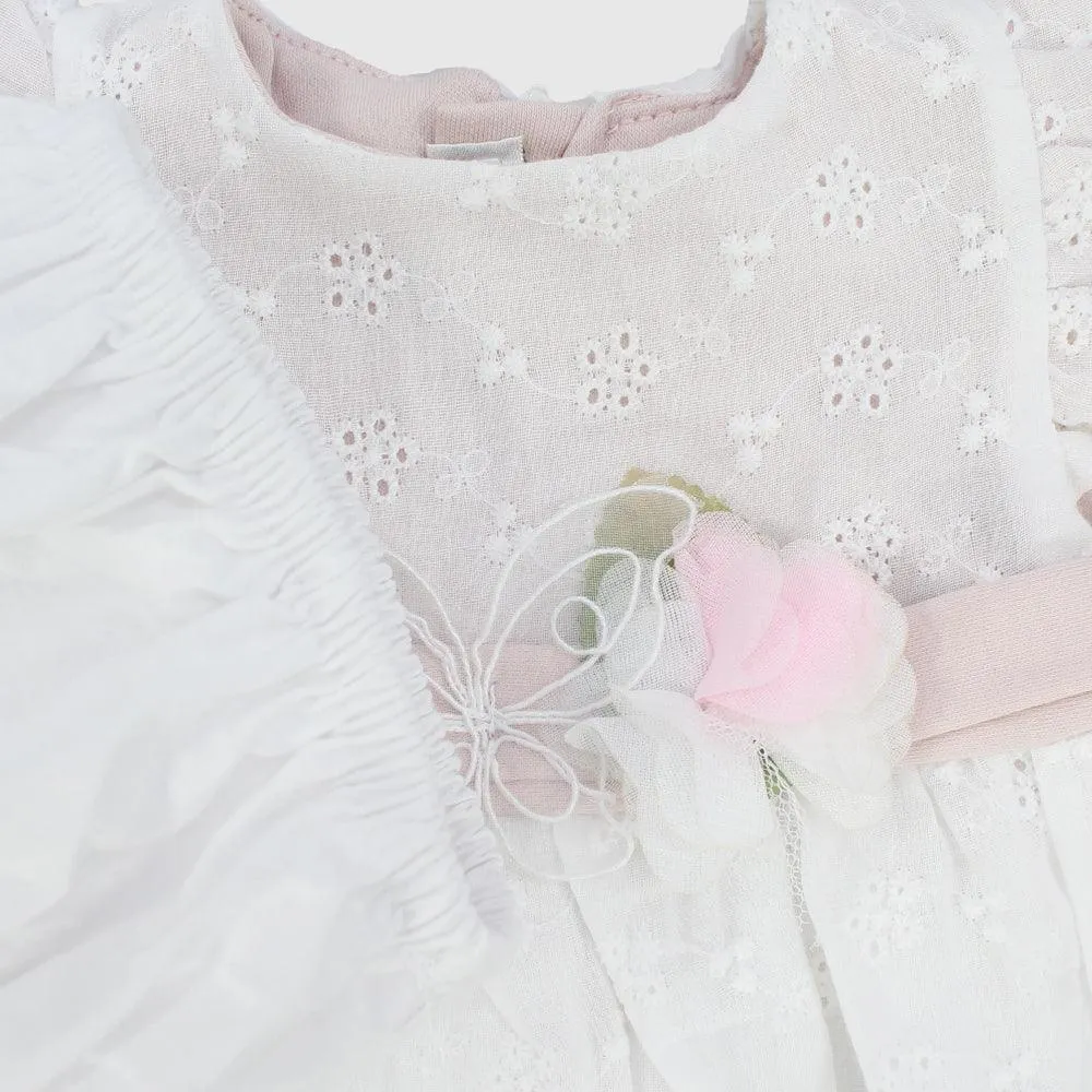 Cute Flower Ruffled Shoulders Dress