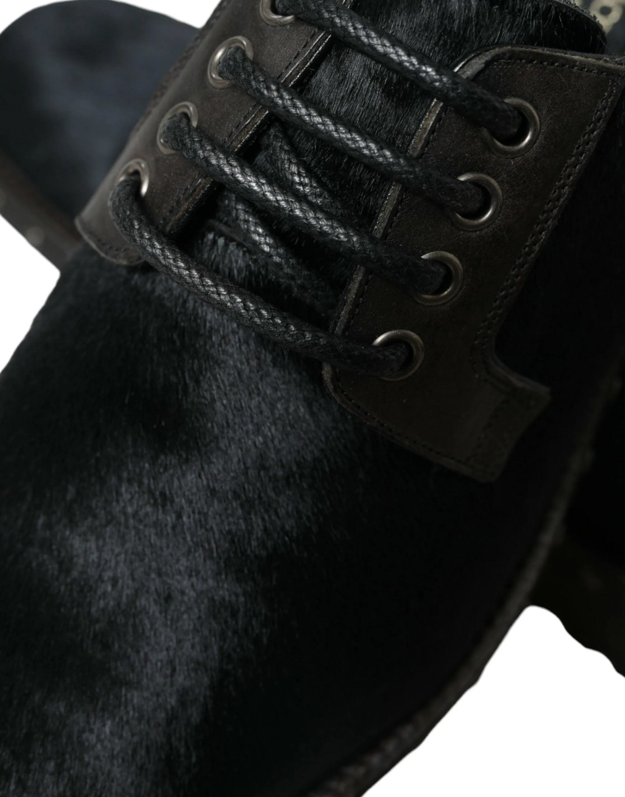 Dolce & Gabbana Black Stable Fur Derby SAN PIETRO Dress Shoes