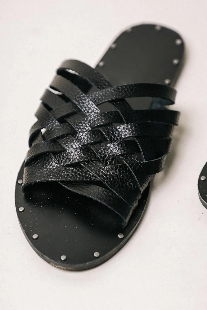 Eli Woven Sandals in Black