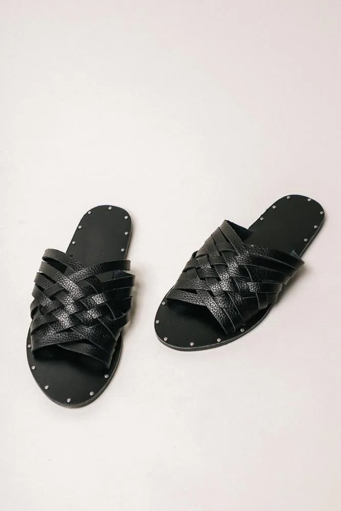 Eli Woven Sandals in Black