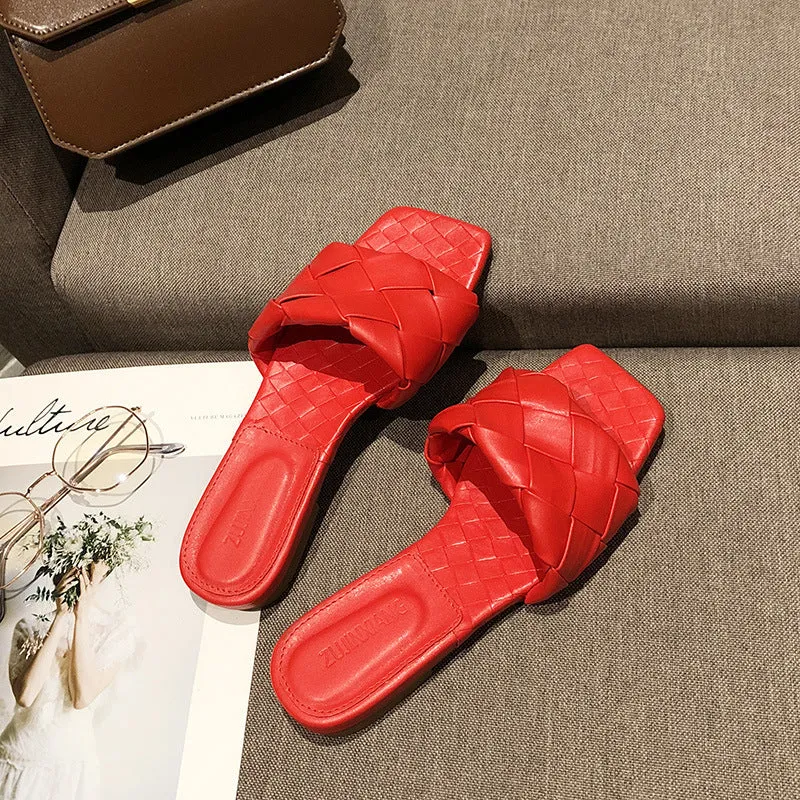 Flat woven mules