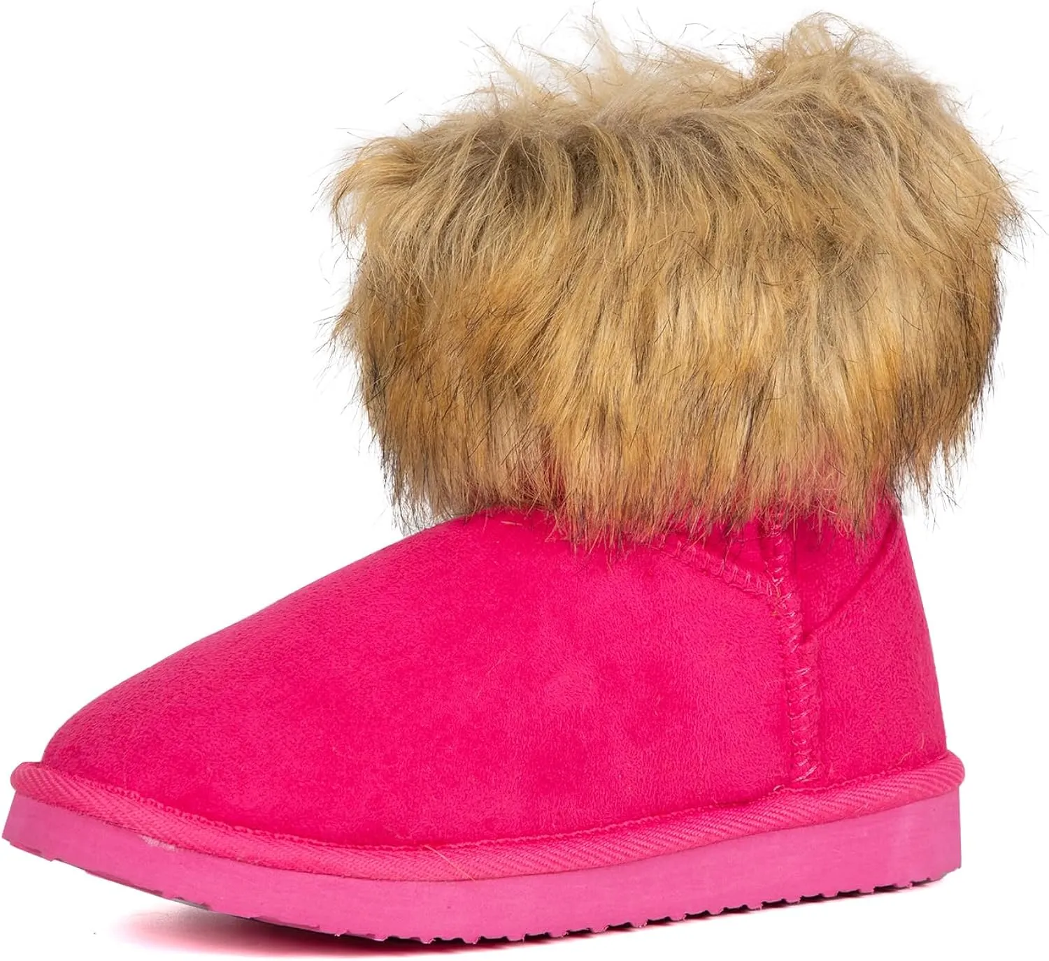 Fluffy Faux Fur Tan Suede Ankle Style Winter Boots