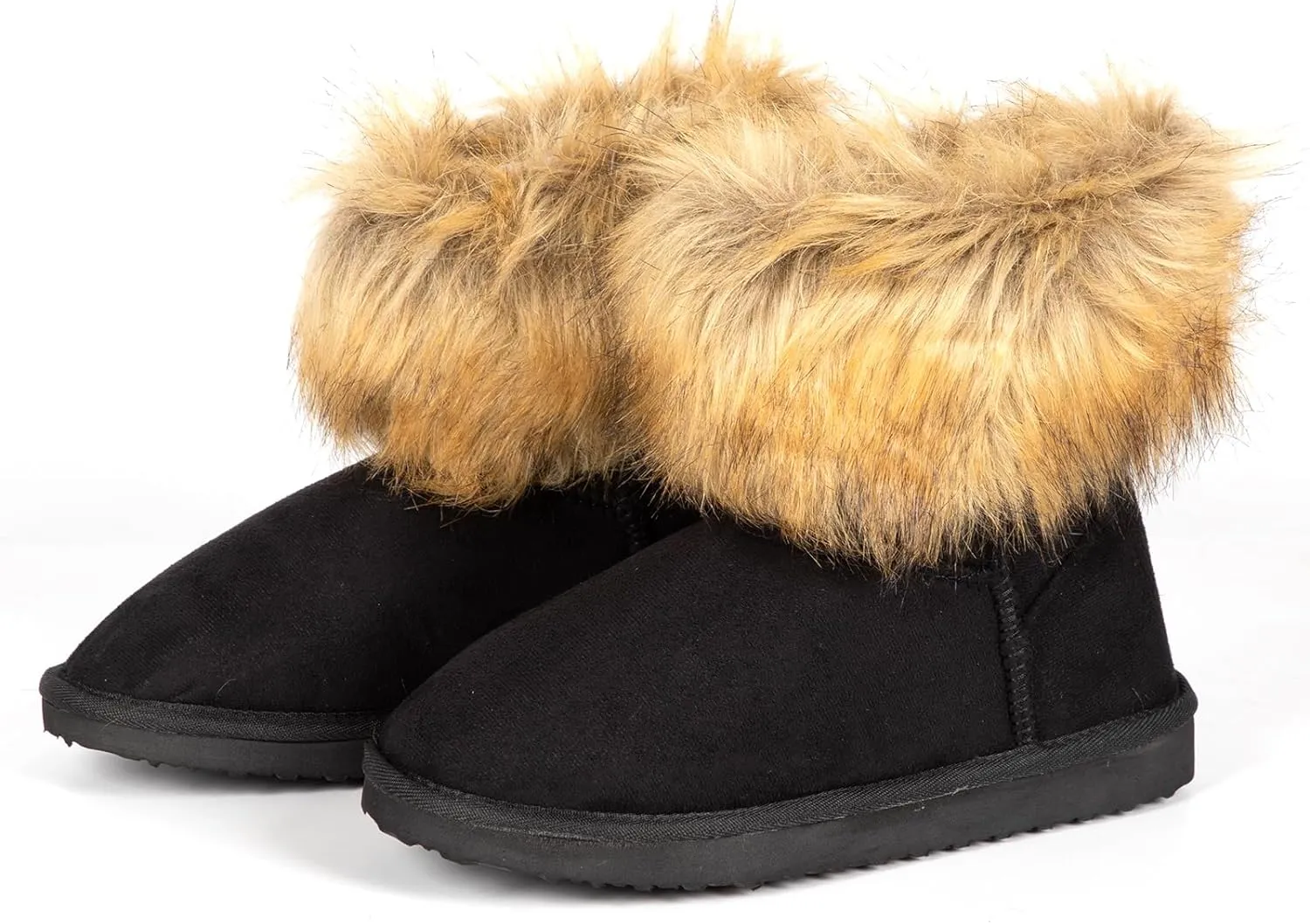 Fluffy Faux Fur Tan Suede Ankle Style Winter Boots