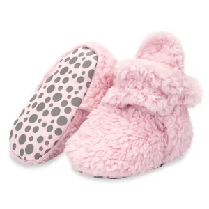 Furry Gripper Baby Bootie - Baby Pink