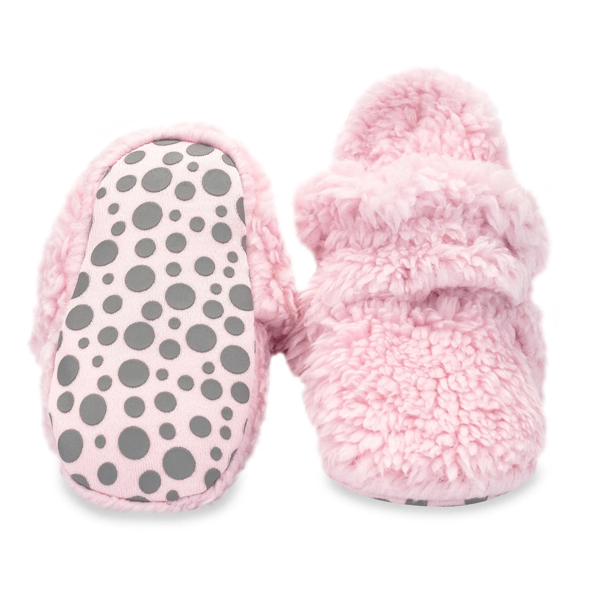 Furry Gripper Baby Bootie - Baby Pink