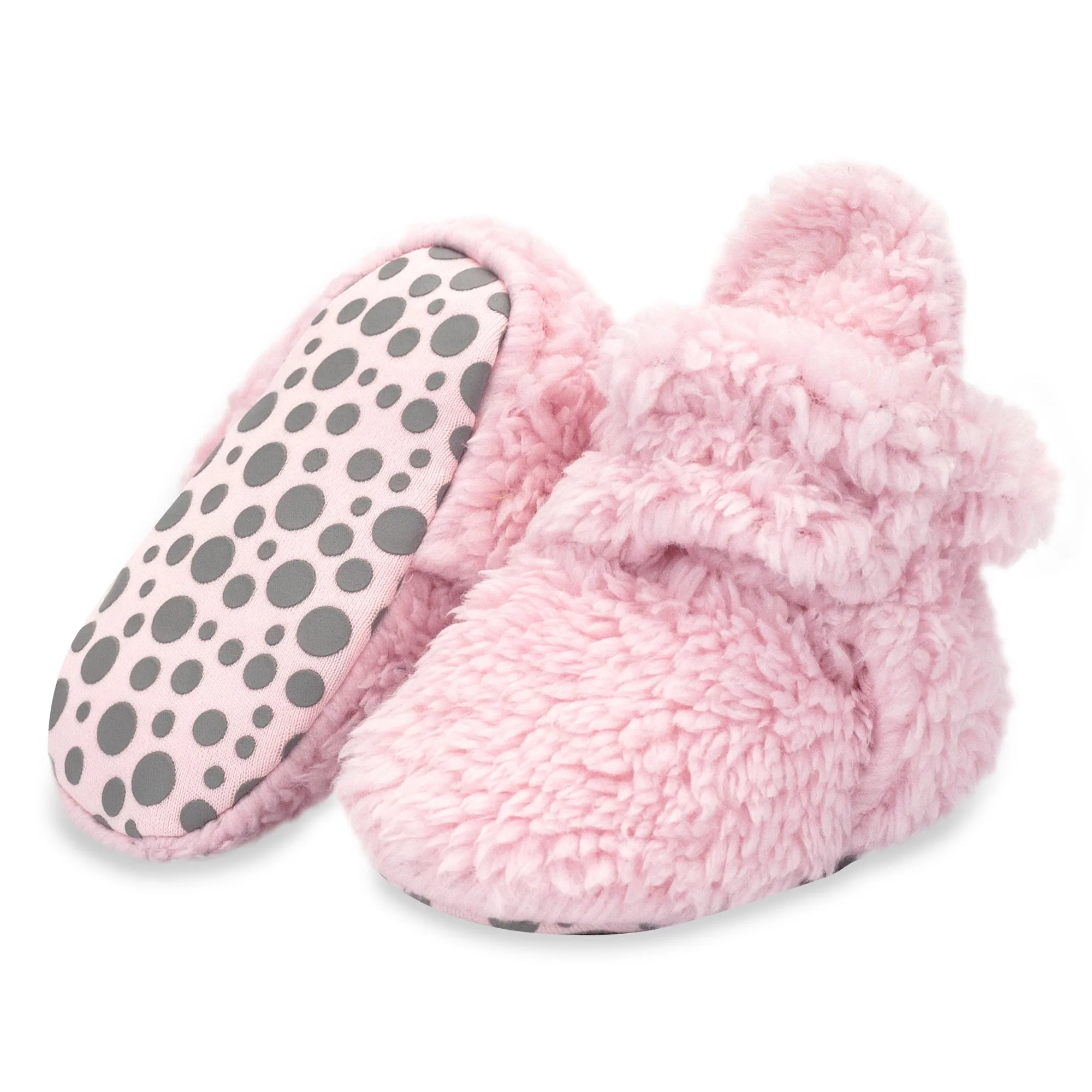 Furry Gripper Baby Bootie - Baby Pink