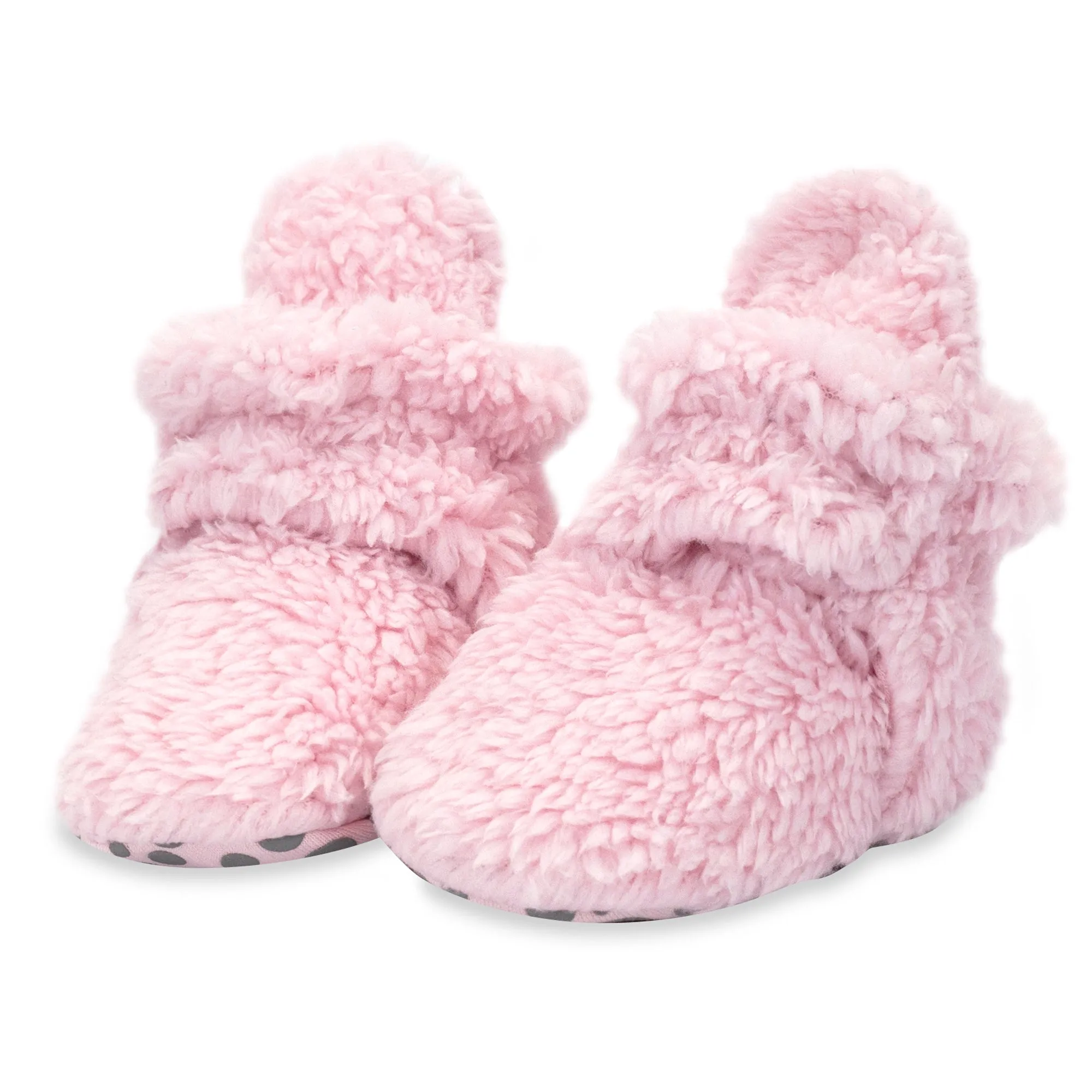Furry Gripper Baby Bootie - Baby Pink