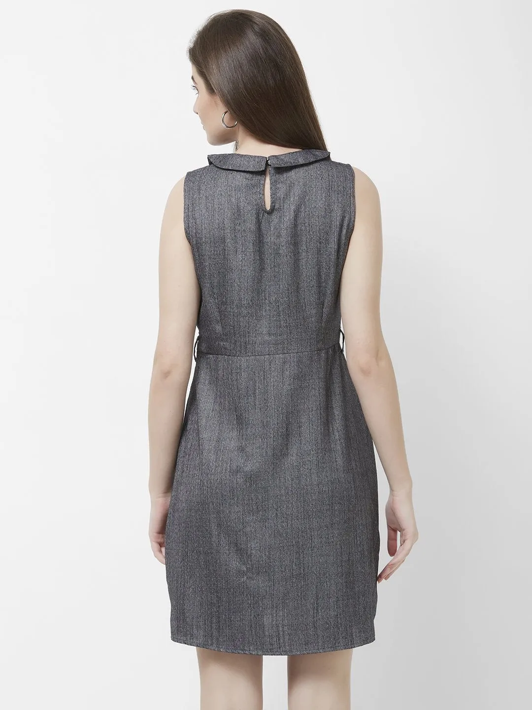 Grey Solid Short Dress