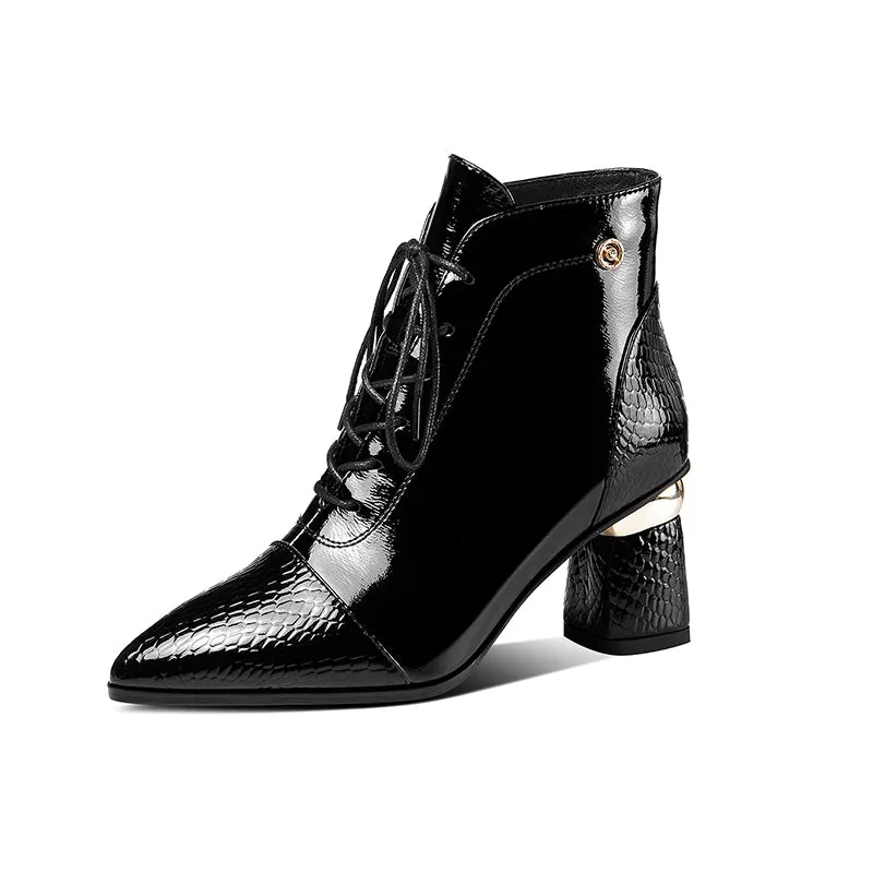 Inga Lace up Heeled Green Boots Women