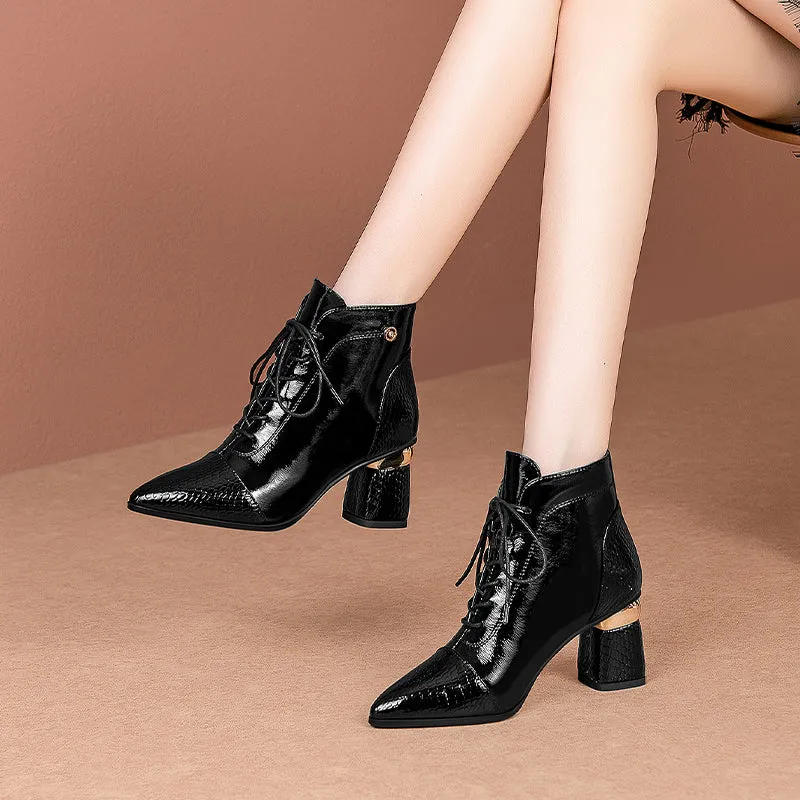 Inga Lace up Heeled Green Boots Women