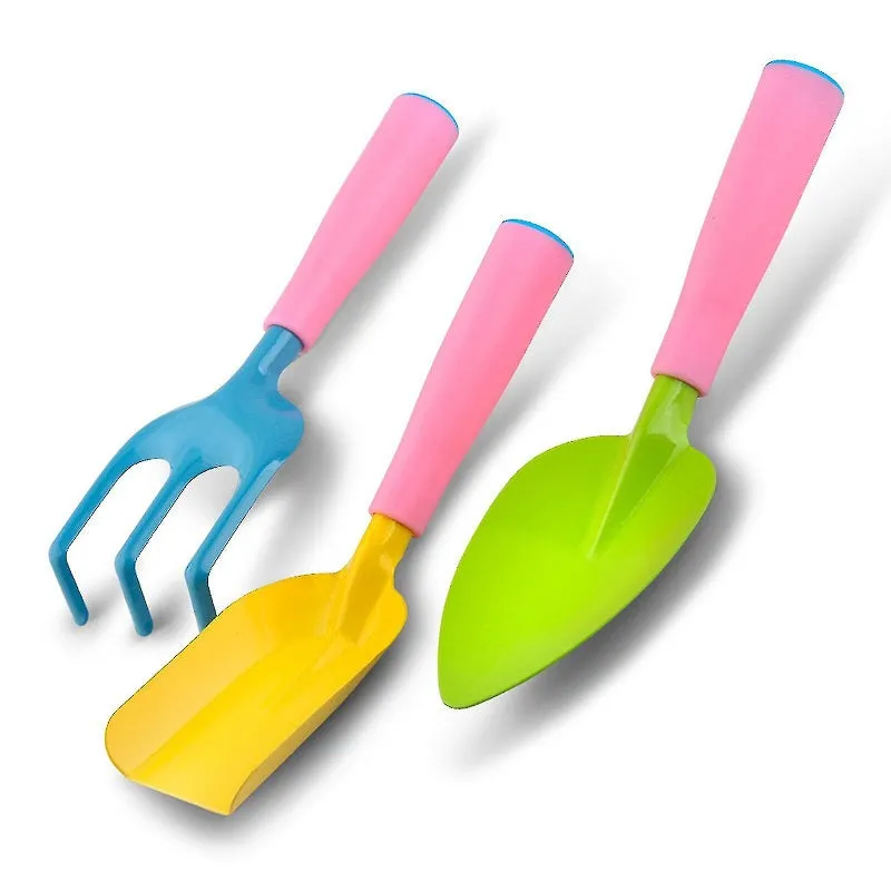 Kids Mini Garden Planting Tool Set with Hand Shovel Rake Watering Can Storage Bag