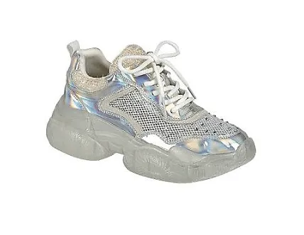 Lace up Casual Sneakers Silver