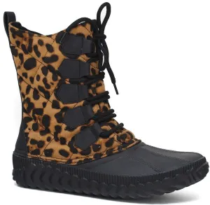 Lace Up Leopard Snow Boots