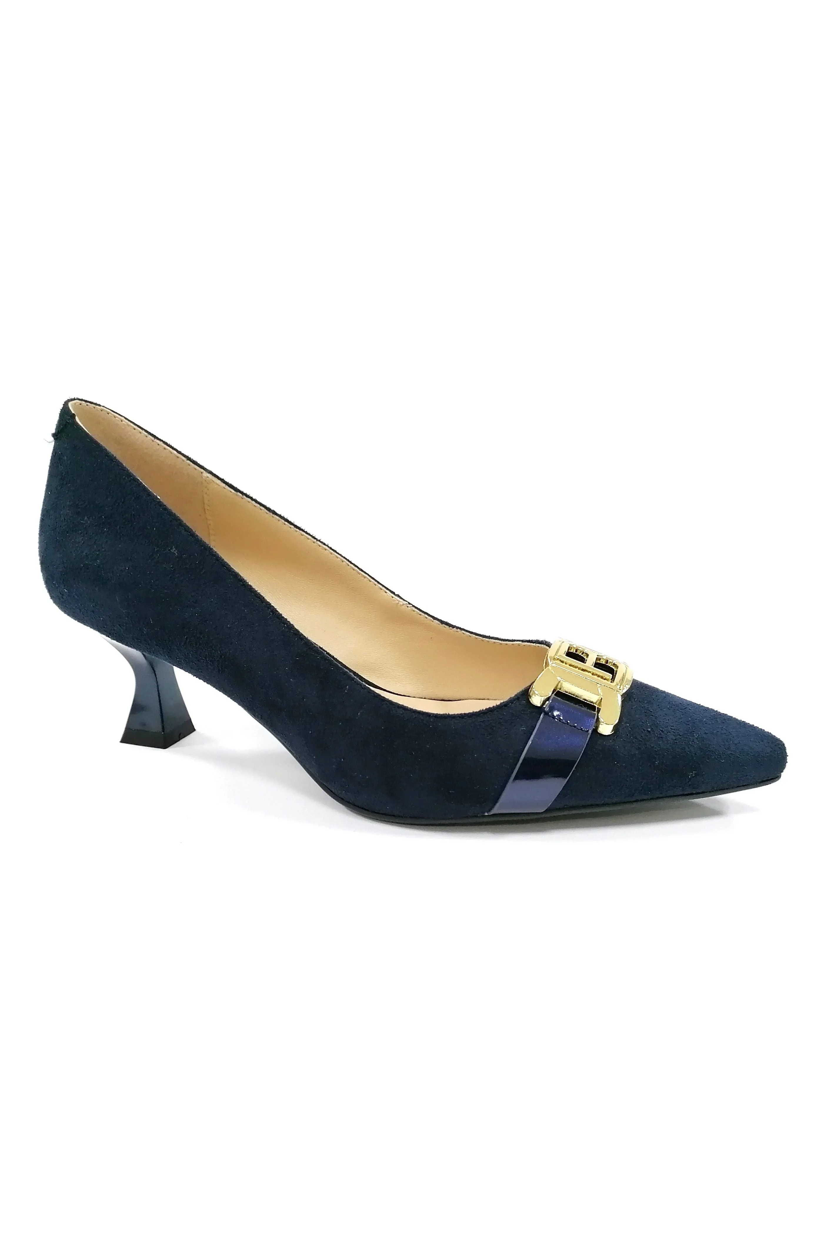 LAURA BIAGOTTI HIGH MULES WITH GOLD DETAILING