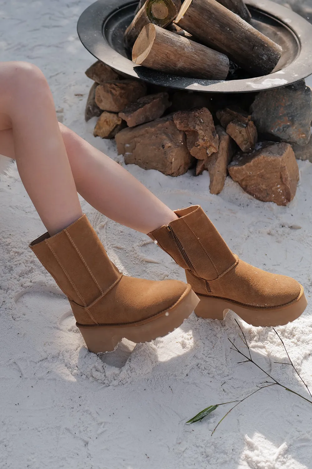 長高高麂皮雪靴<br>Genuine Leather Snow Boots