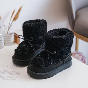 MINI KIDS LOUISE BLACK TEDDY ANKLE SNOW BOOTS