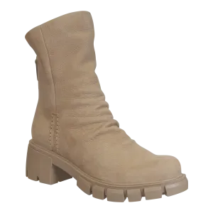 NAKED FEET - PROTOCOL in BEIGE Heeled Mid Shaft Boots