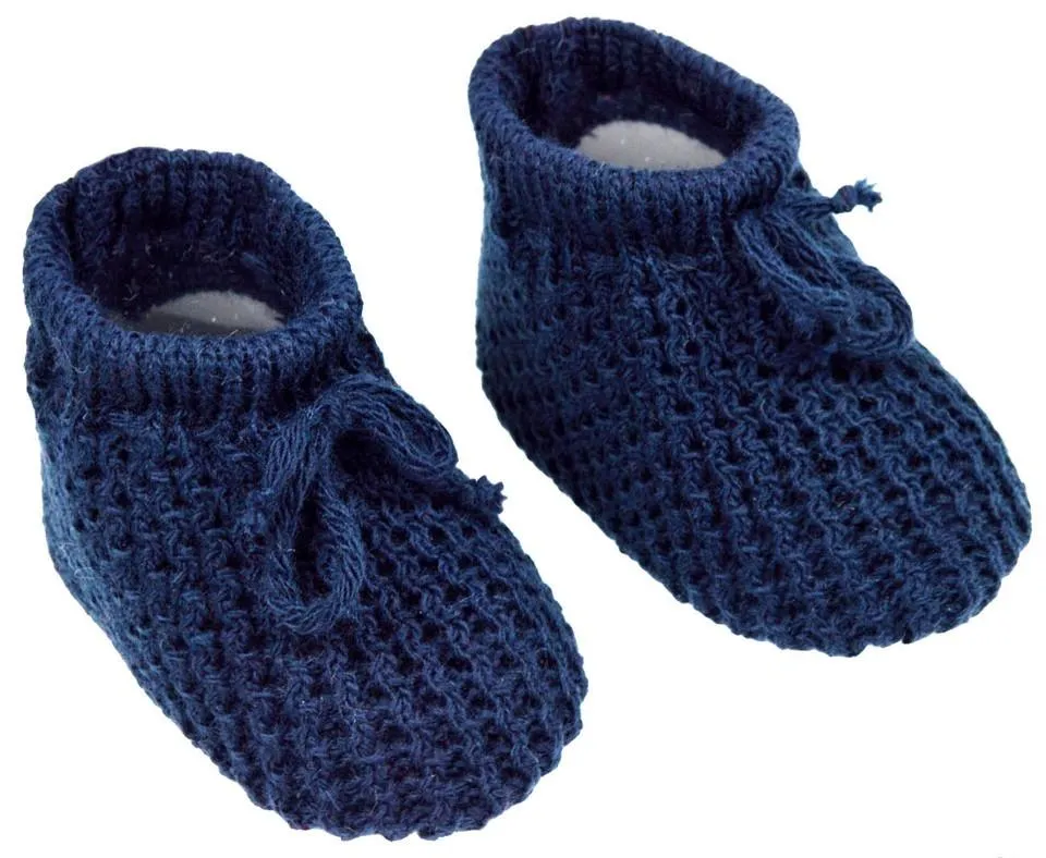 Navy Acrylic Baby Bootees S401-N