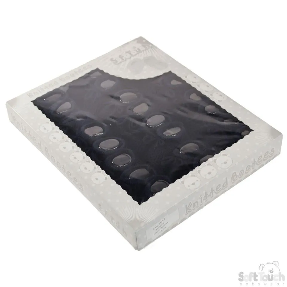 Navy Acrylic Baby Bootees S401-N