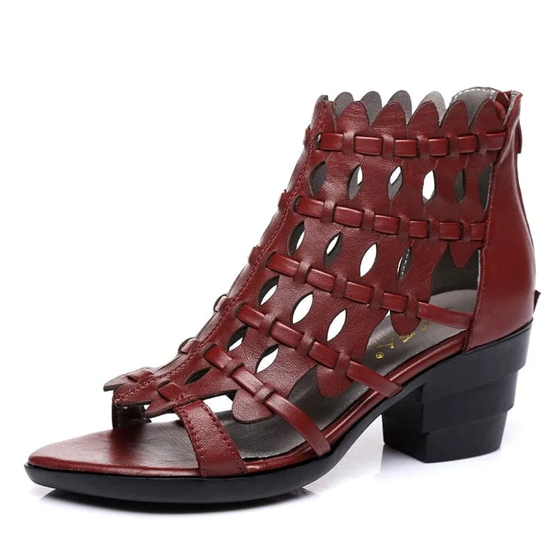 New Elegant Retro Style Hand-Woven Real Leather Sandals