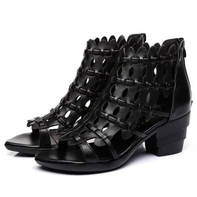 New Elegant Retro Style Hand-Woven Real Leather Sandals