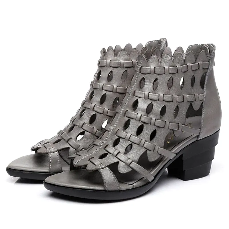 New Elegant Retro Style Hand-Woven Real Leather Sandals