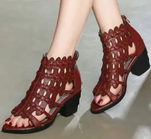 New Elegant Retro Style Hand-Woven Real Leather Sandals