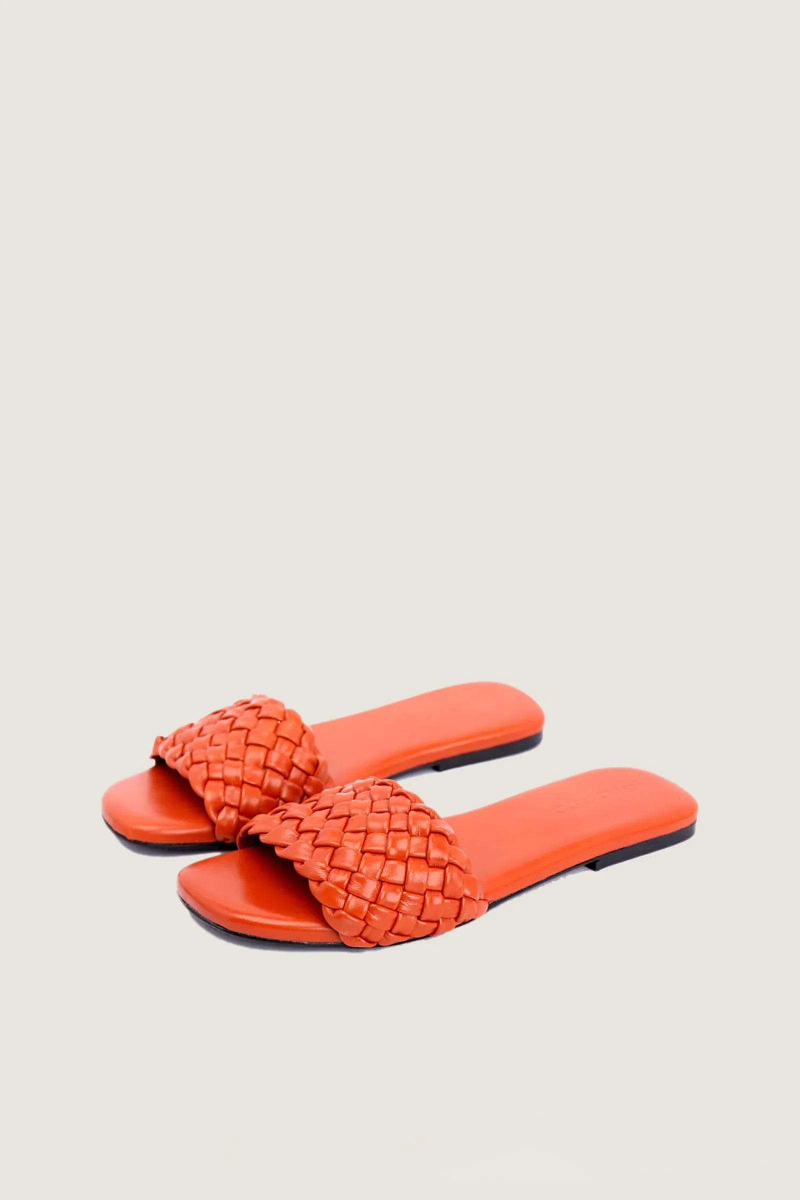 Novado - Leather Sandal with Woven Design - Orange