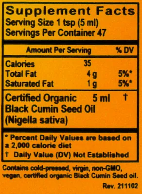 Organic Black Cumin Seed Oil, oz